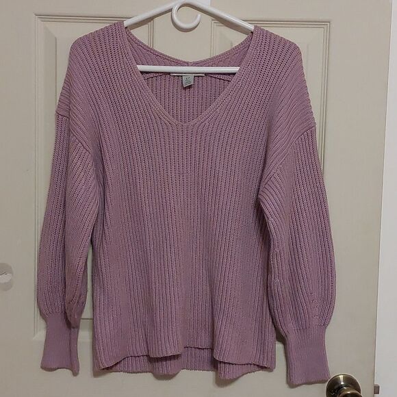 Tommy Bahama Purple Ribbed Knit Dropped Shoulders V-Neck Sweater Size S - Picture 1 of 6
